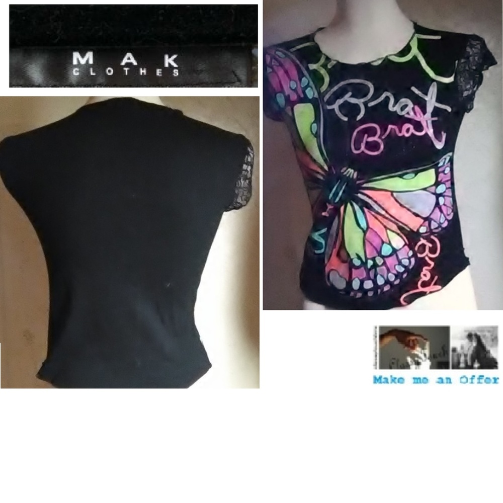 Mak Black Brat Cotton T Shirt Size S